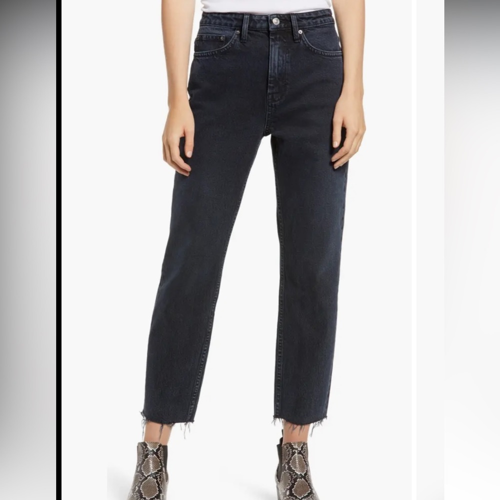 TOPSHOP Raw Hem Crop Straight Jeans
